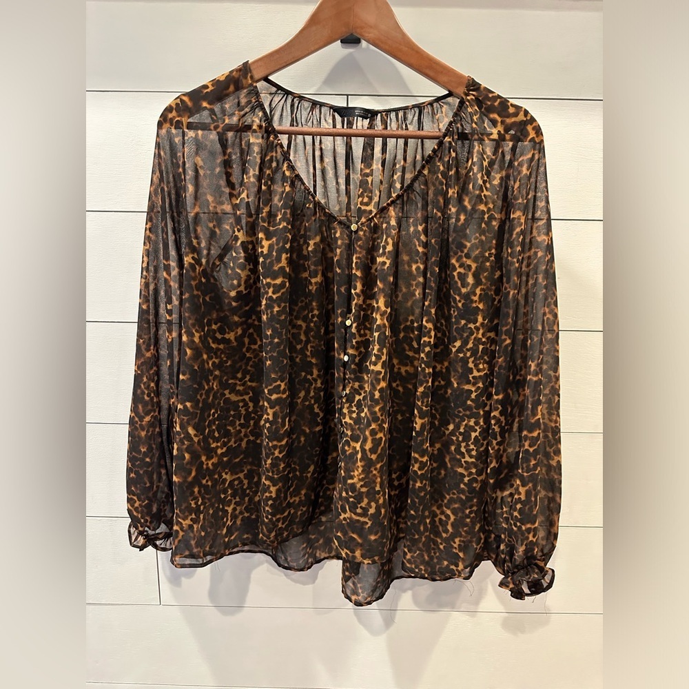 Zara Women’s Sheer Leopard Print Blouse- size X- Small